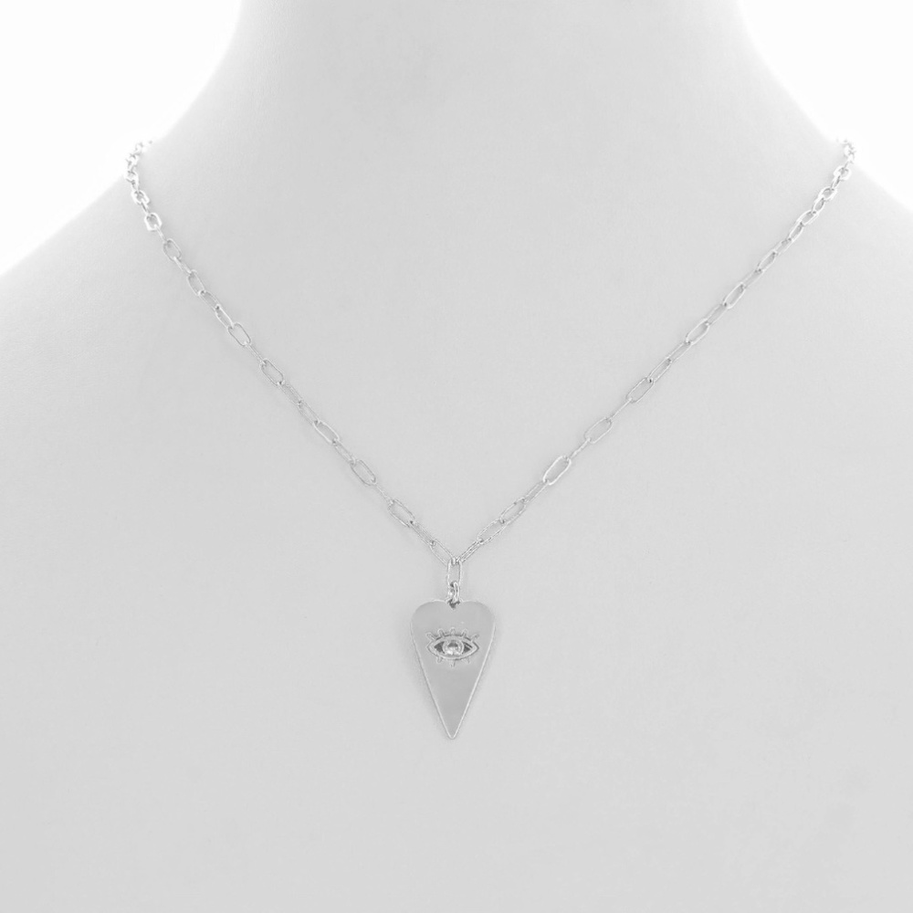 SOLD - Chic Paperclip Evil Eye Heart Choker Necklace - Picture 5 of 8